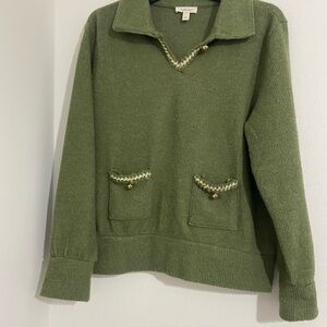 Como Blu Creek Olive V-Neck Sweater